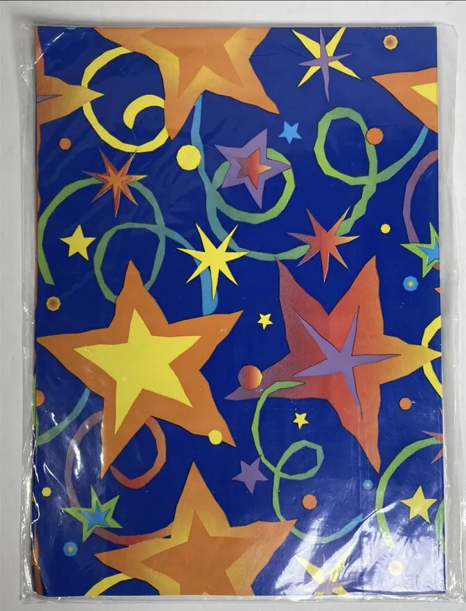 NEW VTG Image Craft Wrapping Paper 2 - 20” x 30” Sheets Birthday Gift Stars  Fun