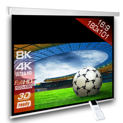16:9 SlenderLine Beamer Motorleinwand 180 x 150 (174x98) cm HDTV 3D 4K 78''