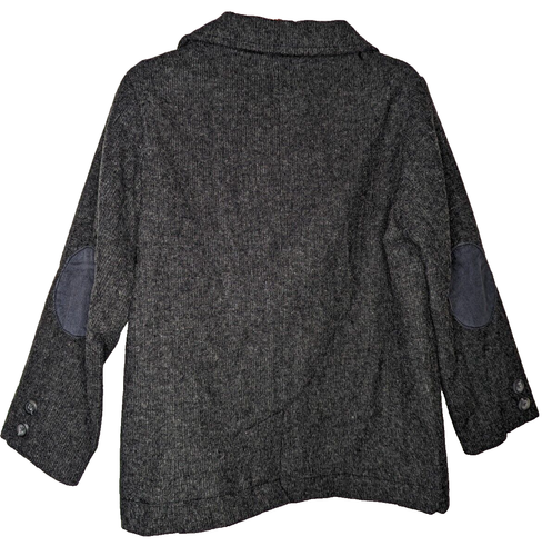 Old Navy Boys Size 5T Wool Blend Blazer Dark Gray With Blue Patches Back Vent - Picture 2 of 6