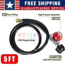 5 FT Hose High Pressure Propane Gas Regulator LPG BBQ Grill Tank Adjustable