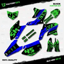 Green & Blue Slick Racing Graphics Kit fits 08-18 Kawasaki KLX450 Klx 450 Decal