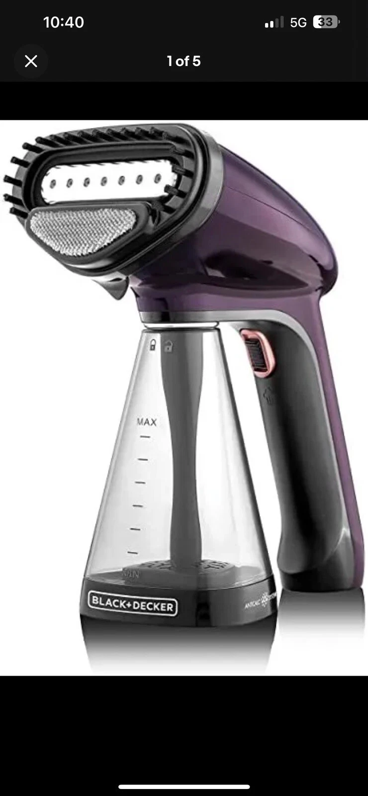 Black + Decker Handheld Portable Garment Steamer 1500 Watts - Free Shipping