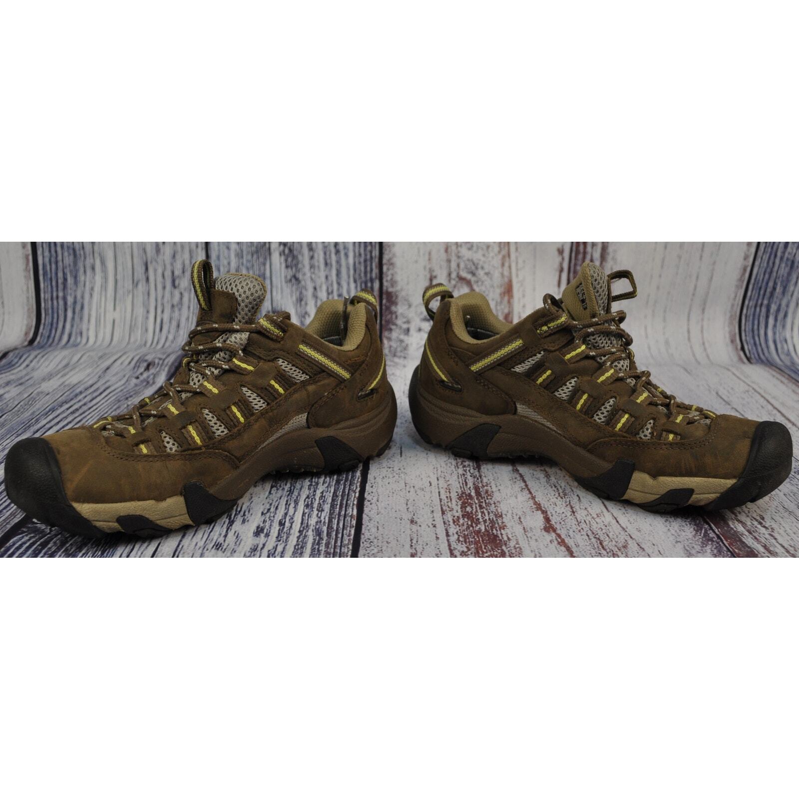 Scarpe basse da trail trekking da donna Keen Alamosa taglia 7 marroni con accenti gialli