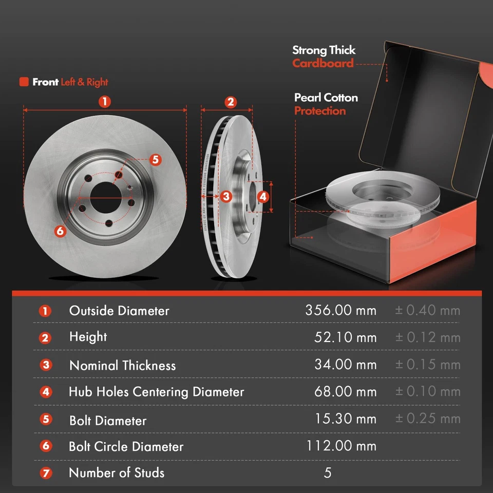 6 piezas rotores de disco delanteros y pastillas de freno de cerámica para Audi A6 Quattro A7 Quattro 356 mm Foto 2 de 4