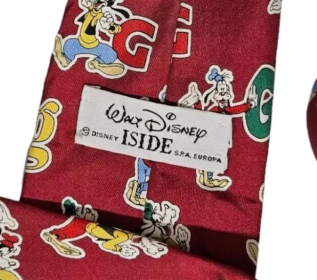 Corbata WALT DISNEY Para Hombre 100% Seda DISEÑADOR Corbata Roja Goofy G W:4" Usada en Excelente Condición Foto 2 de 4