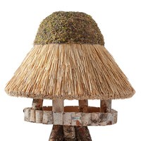 Vogelfutterhaus Xl Rund 75Cm Reetdach Vogelhaus Futterhaus Vogel Garten Holz