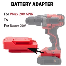 1x Adapter For Worx 20V 6PIN Lithium-Battery to for Bauer 20V Cordless Tools NEW