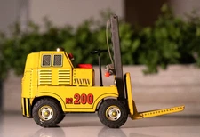 Antique TM Modern Toys No. 200 Forklift Friction Tin Toy Japan (Working)