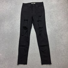 Levis Jeans Womens 29x30 Black Tab Denim Dark Wash Super Skinny Trousers Lady*