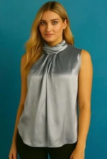 Carven Mock Turtleneck Sleeveless Blouse Top Shirt Top Anthropologie L’Agence 40
