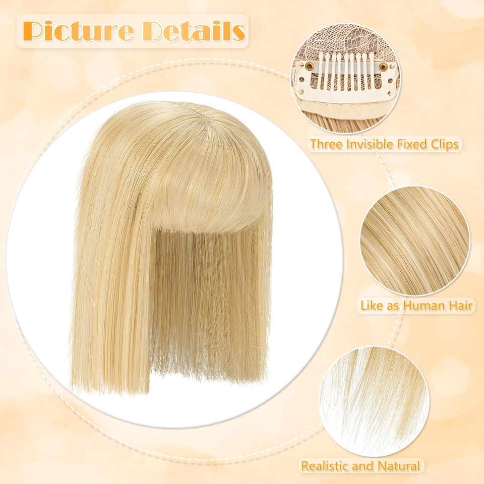 Topper per Capelli Clip Frangia, Capelli Hair Sottile Frangia Clip Capelli Frang - Immagine 3 di 4