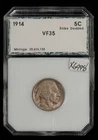 1914 5c Indian Head Buffalo Nickel - Green Label PCI VF 35 - SKU-X6998