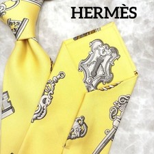 Excellent condition HERMES Carre Scarf Pattern HERES Silk Tie Keys Tassels Wide