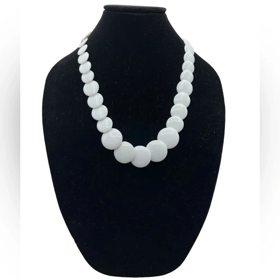 Collar Napier Vintage Blanco Lucite Cuentas Tono Dorado Cierre Bisutería Foto 2 de 4