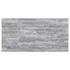 Shaded slate Grey Matt 3D decor Stone effect Porcelain Indoor Wall Tile, Pack of