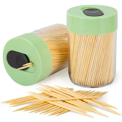 Urbanstrive Sturdy Safe Toothpick Holder with 800 Natural Wood Green - Photo 1/4
