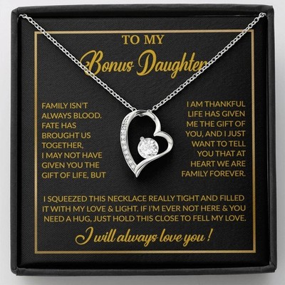 To My Bonus Daughter Necklace, Gift for Bonus Daughter, Step Daughter Birthday