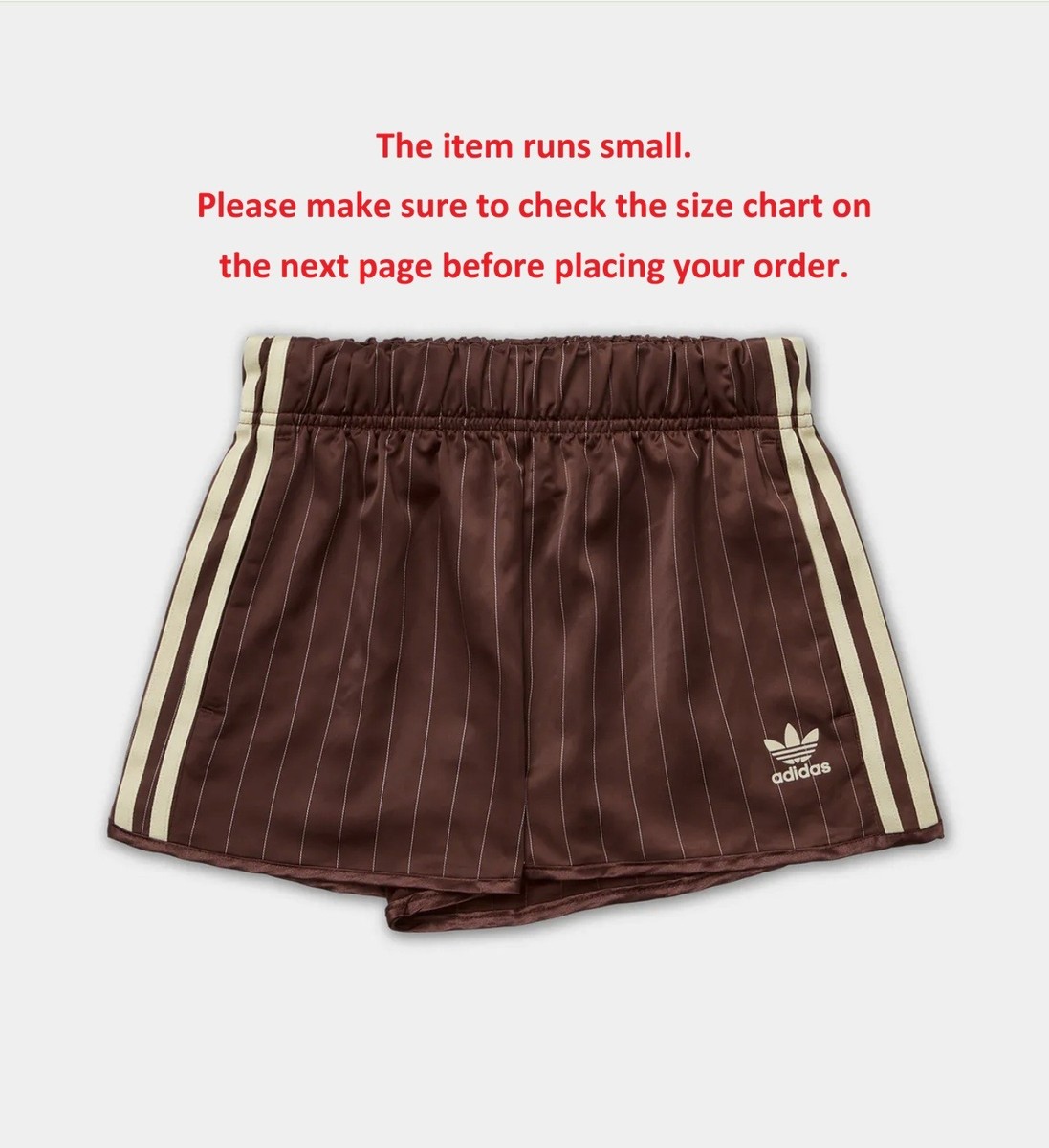 adidas Originals Pinstripe Satin Shorts KC4236 – Brown | eBay