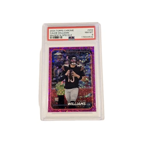 2024 Topps Chrome Caleb Williams Magenta Speckle Refractor Rookie #202 PSA 8