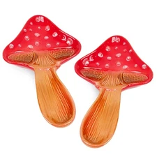 Leepenk Ceramic Mushroom Spoon Rest For Stove Top 2 Pack,Spoon Holder for Coo...