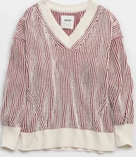 Aerie Women's Red Beyond Chenille V-Neck Sweater, XXS
