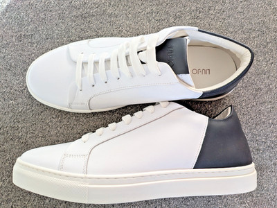 Liu Jo Herren Sneakers Echt Leder Weiß Blau Made in Italy Neu