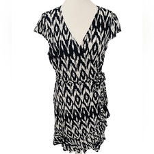 J by J Crew Black and White Patterned Wrap Dress size M.