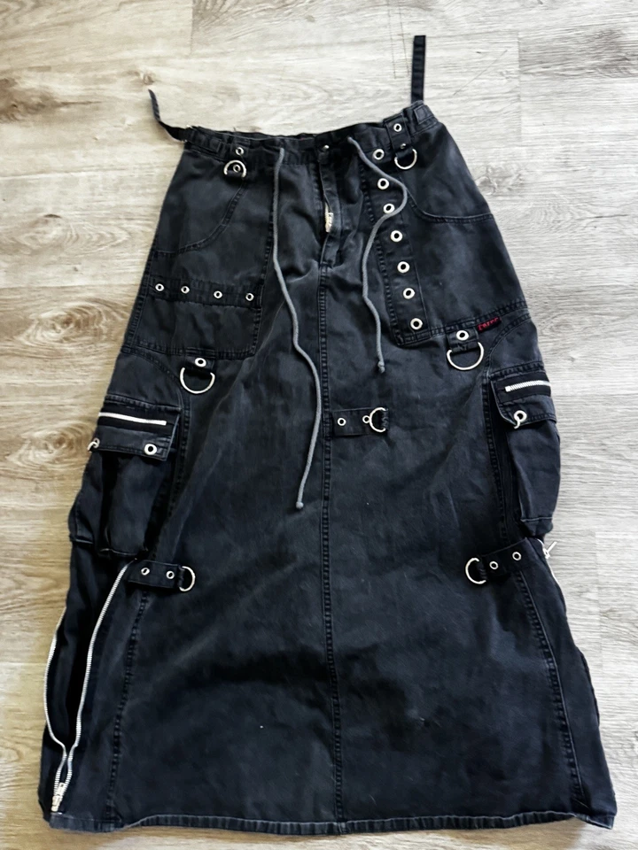 Rara Maxi Falda Tripp NYC Cremallera Carga Gótica Negra Emo Para Mujer De Colección Años 90 y2k Talla M Foto 4 de 4