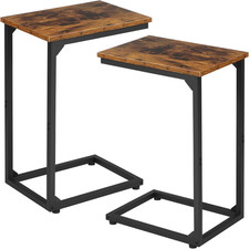 C Shaped Side Table, End Tables Living Room Set of 2, Slide under Couch Table fo
