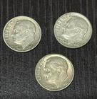 ROOSEVELT DIMES 1962-D, 1963-D, 1964-D COINS - set of 3 - AU(About Uncirculated)