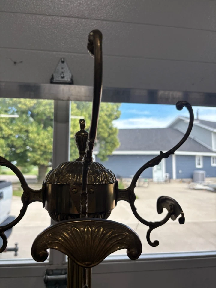 Vintage Italian Solid Brass Revolving Coat Rack/ Hall Tree w/ Lion Head Feet - Image 4 of 4