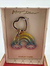 Betsey Johnson Rainbow Ombre Bag Charm Key Ring Multi Color NWT