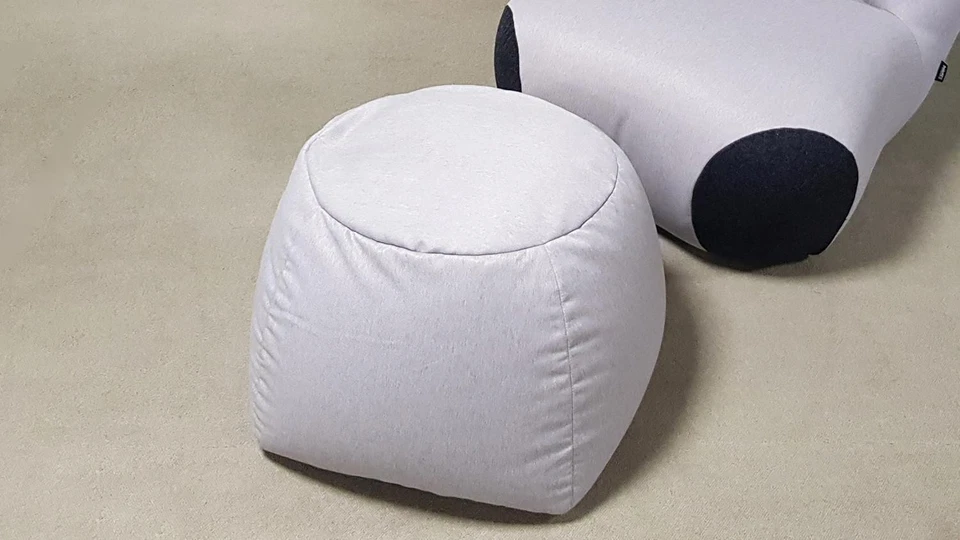 Hocker ROLF BENZ freistil 171 Sitzkissen Pouf Stoff signalgrau rund 55 cm