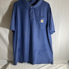 Men  s Blue Carhartt Polo Shirt With One Chest Pocket Size XL Tall