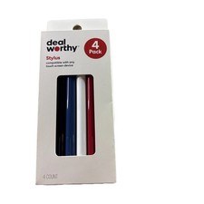 Deal Worthy Stylus Pens 4-Pack Touchscreen Compatible Red White Blue Black NEW