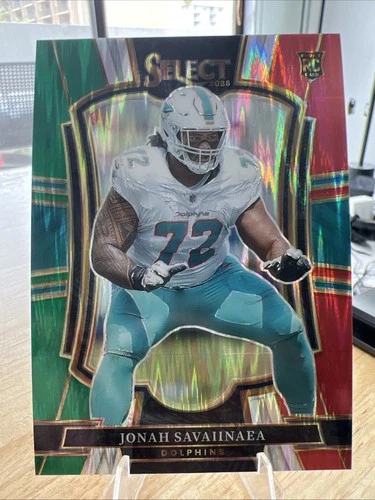 2025 Panini Select Football Green and Red Shock Jonah Savaiinaea #183