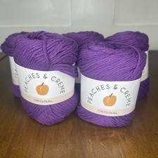 Lot of 5 Peaches  Creme Original 100 Cotton Yarn Black Currant 2.5 oz