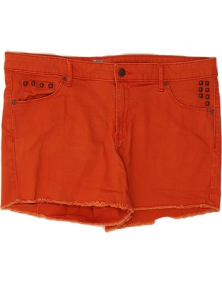 Mossimo Damen Denim Hot Pants US 14 XL W38 Orange Baumwolle JD04