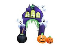 9 FT Tall Halloween Inflatable Castle Archway  Pumpkins Spider Ghosts