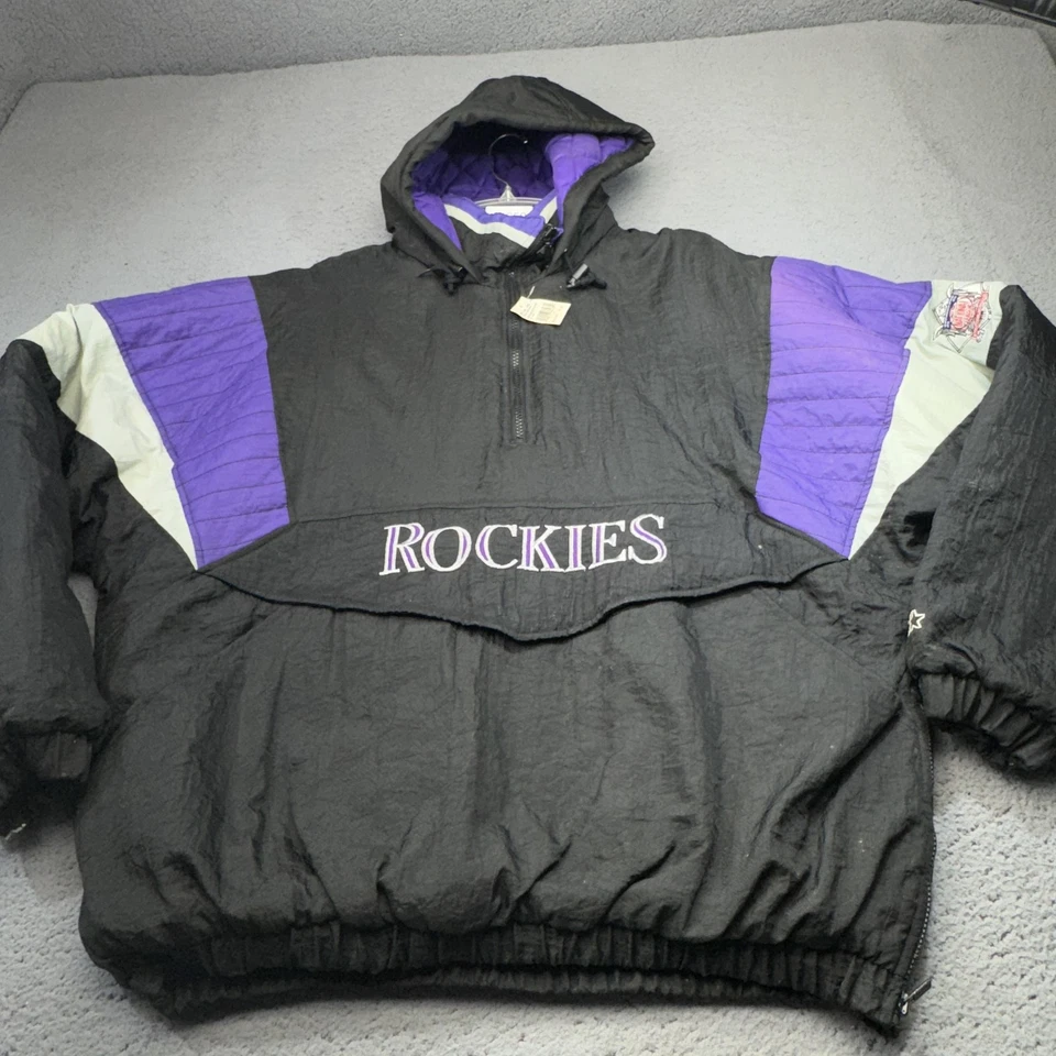 Jaqueta de beisebol vintage Colorado Rockies masculina extra grande MLB iniciante anos 90 nova na caixa - Imagem 2 de 4