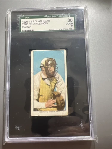 T206 RED KLEINOW!- RED SOX VARIATION!!- SGC 2 POLAR BEAR BACK!!!