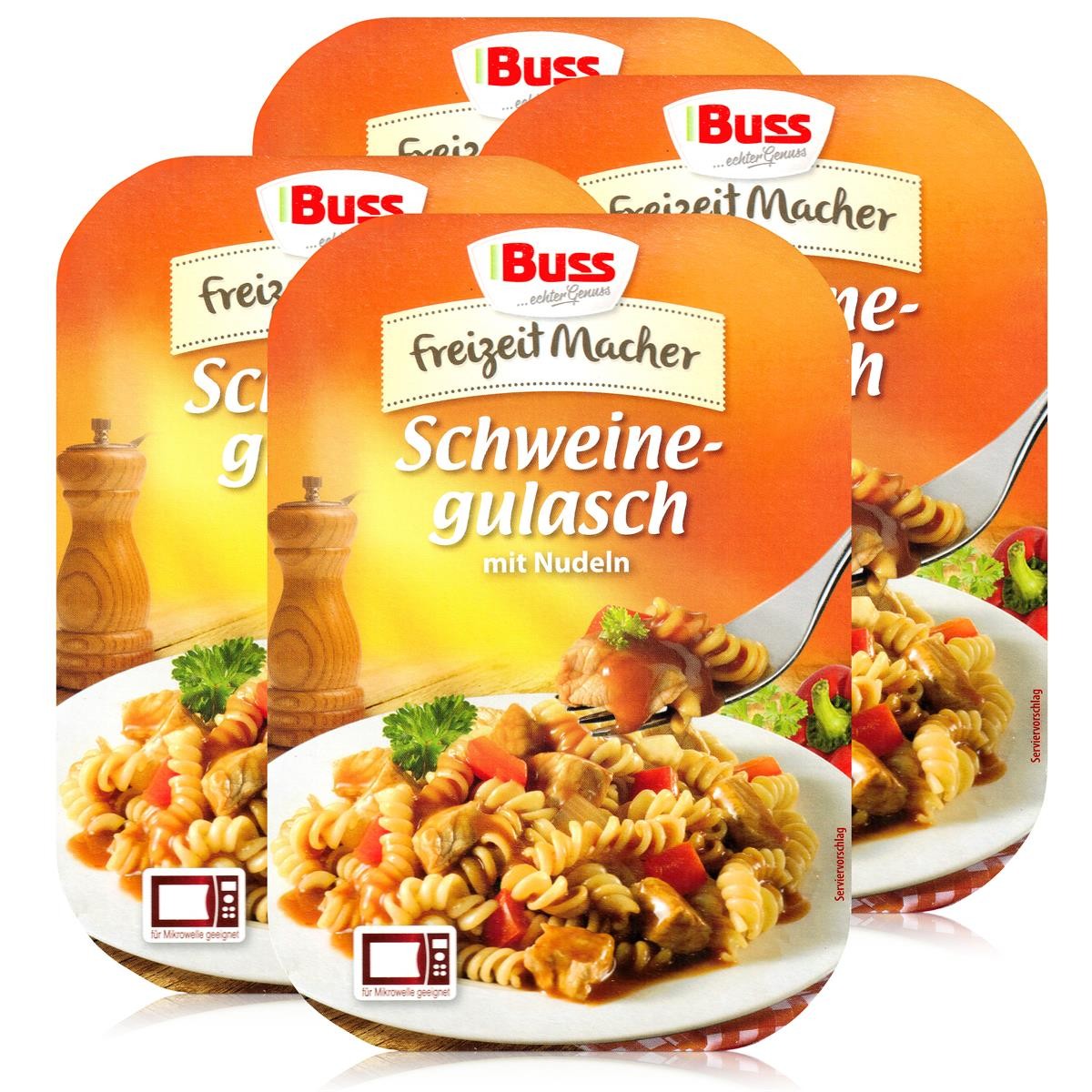 Buss Freizeitmacher Schweinegulasch mit Nudeln 300g - Fertiggericht (4er Pack)