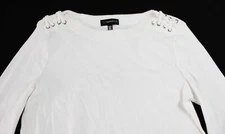 Rafaella Women's Long Sleeve Laced Boatneck Top EJ2 Star White Medium 