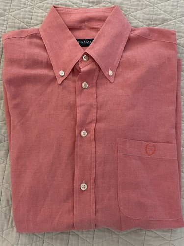 Canali, CANALI Made in Italy Vintage Button Down Collar Short Sleeve Sport Shirt Size M