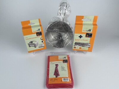 Ace Camp Pocket Stove Collapsible & Pan Set With Emergency Poncho & Blanket NEW