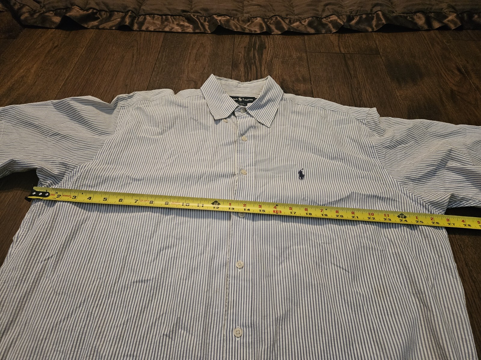 Camicia Ralph Lauren da uomo grande a righe blu pony Blaire abbottonato adulto S S usata