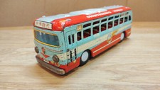 Vintage retro car litho tin. Sightseeing World Tour Bus Japan tin friction 1960