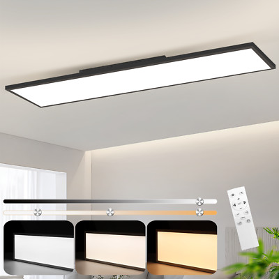 Moderne LED Deckenleuchte Panel 100cm Dimmbar Fernbedienung CCT 24W Schwarz 