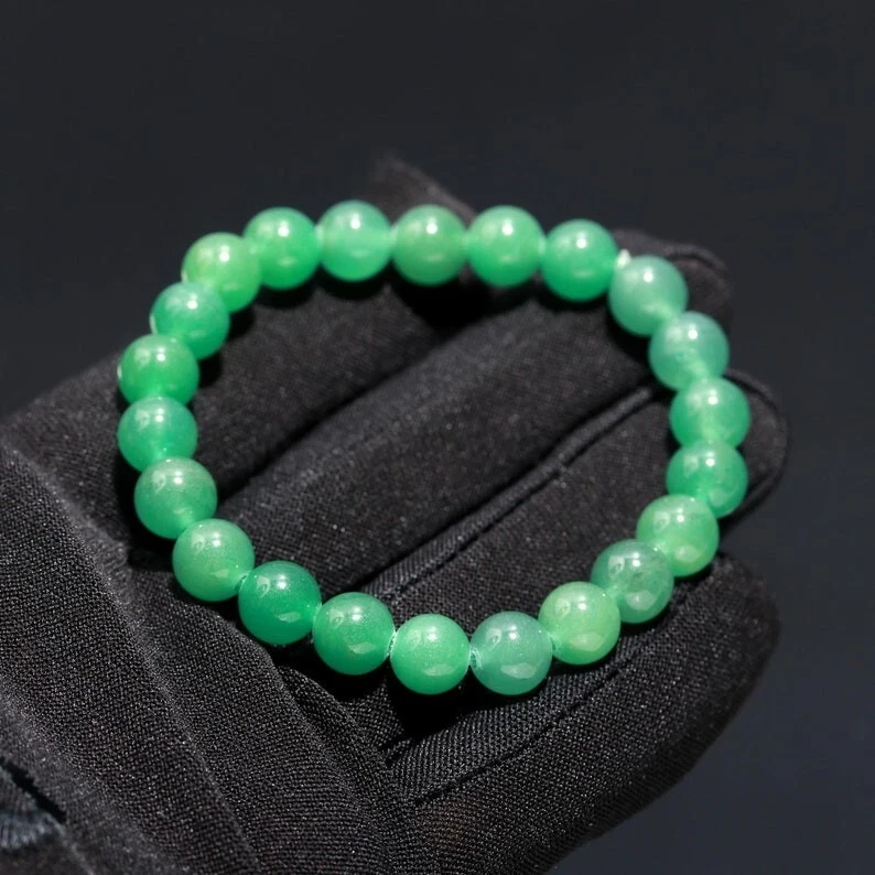 Green Aventurine Smooth Round Gemstone Beads Healing Bracelets 6-8'' Men & Women - Image 3 of 4