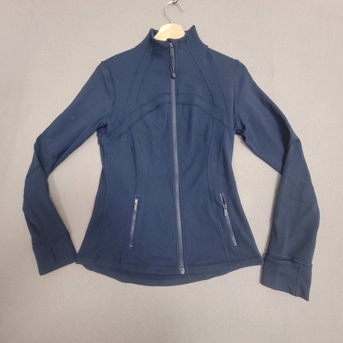Lululemon Define Jacket Womens 8 Blue Full Zip Pockets Thumbholes Stretch Yoga